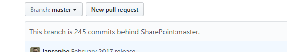this branch is behind SharePoint - PnP - Github - This branch is 245 commits behind SharePoint:master.