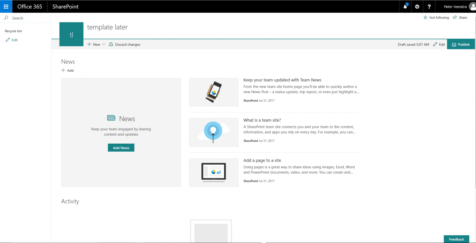 newsite Office 365 - SharePoint Online - Creating a site collection with new style pages