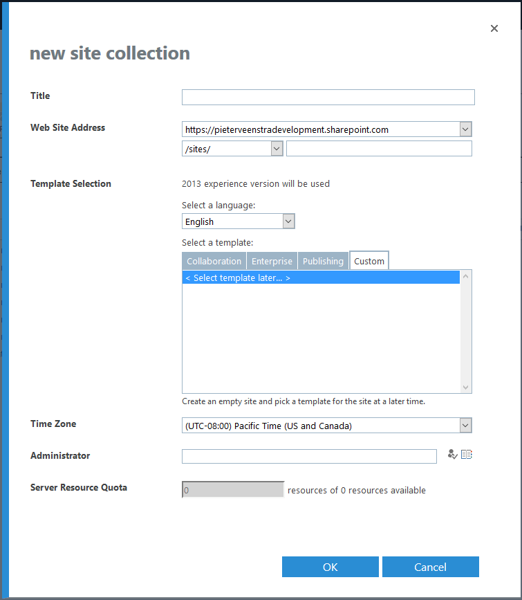 sitecollectionnotemplate Office 365 - SharePoint Online - Creating a site collection with new style pages