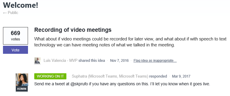recording Recording of meetings uservoice