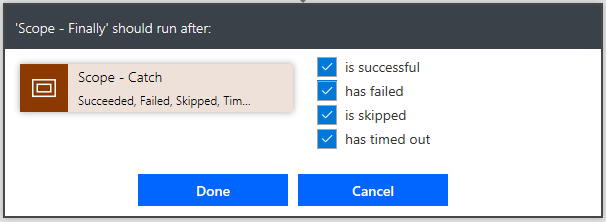Finally scope's Run After settings