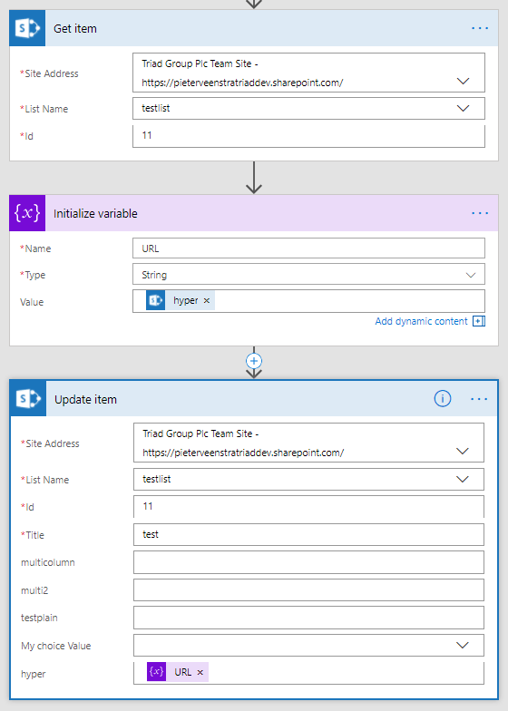 seturl Update Hyperlink or Picture fields using Microsoft Flow