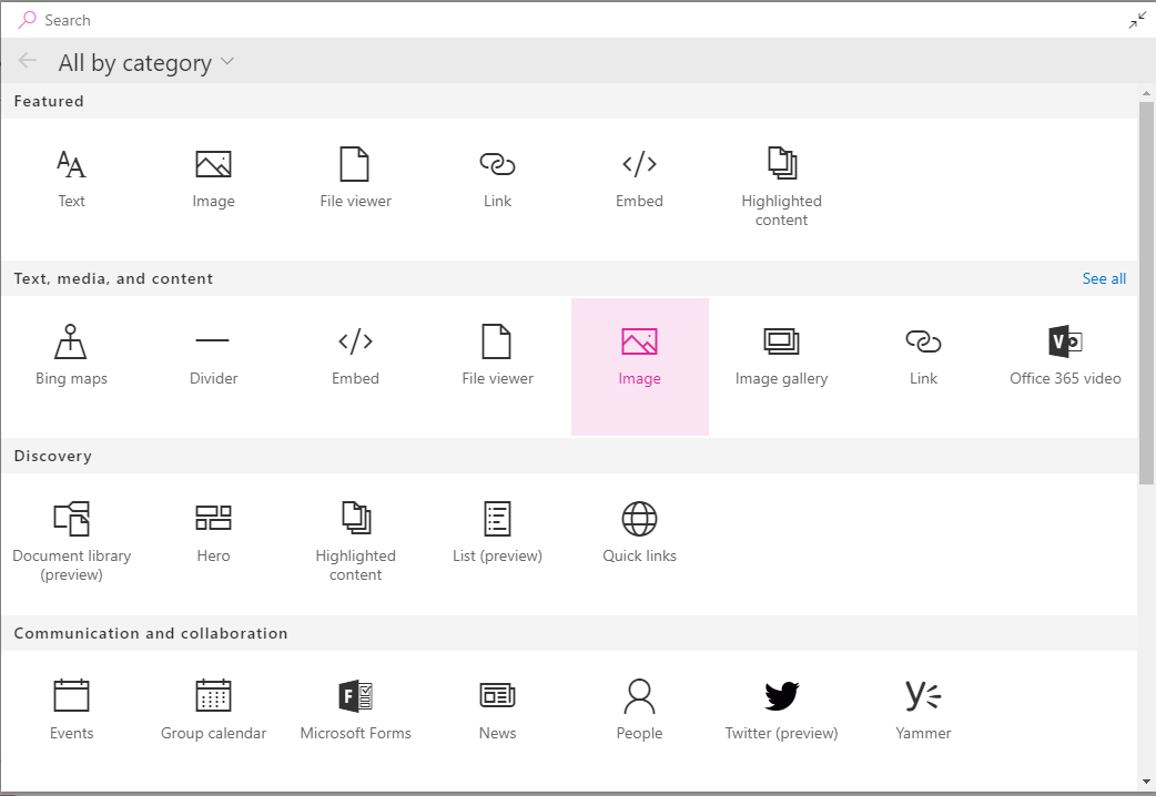 teamwebparts Out of the box web parts on Team and Communication sites