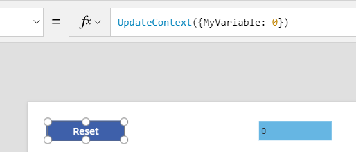 reset Set variable with UpdateContext