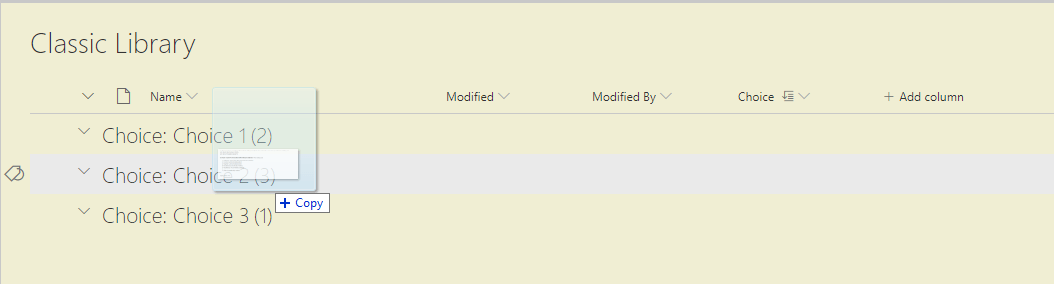droponchoice SharePoint Online - Are you still using classic lists, try to drag a document into a group!