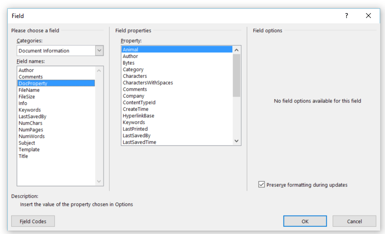 docproperties SharePoint Online/2016 - Document Properties vs DocProperty