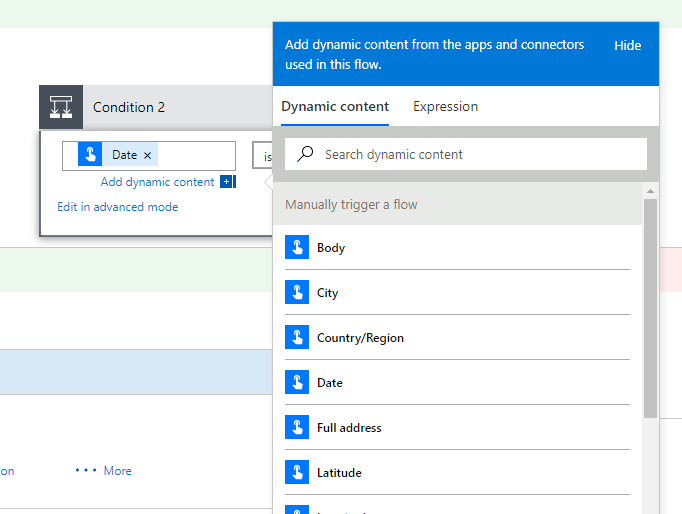 dynamiccontentcondition My conditional love in Microsoft Flow
