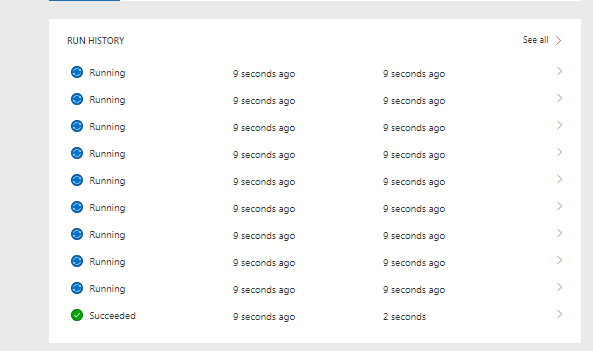 Run History with many running flows Run History with many running flows