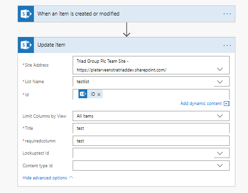 when an item is created or modified trigger followed by an update item action When an item is created or modified trigger followed by an update item action