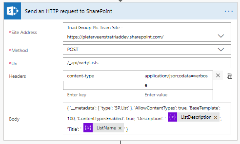 createlistaction SharePoint / Microsoft Flow – Maintain List details for no-code developers