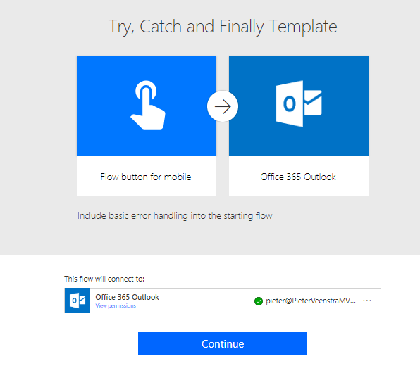 The try-catch template in Power Automate