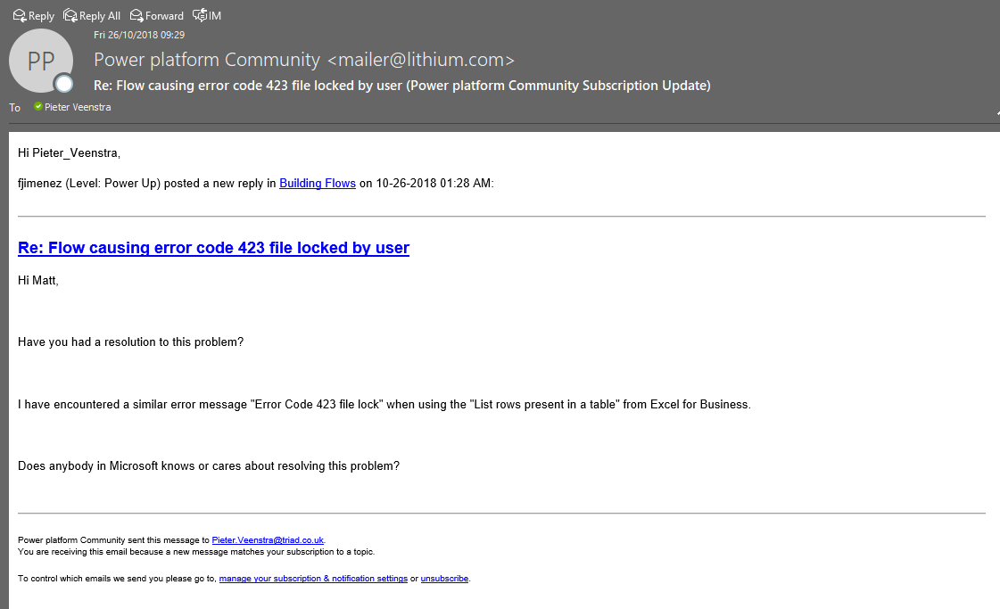 Example email with data An example email with data