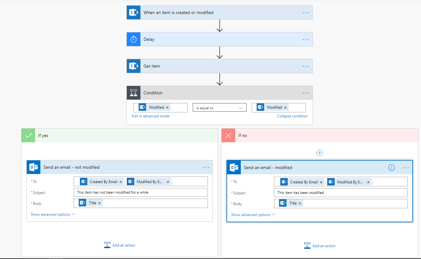 reminder Sending out reminder emails flow in Microsoft Flow