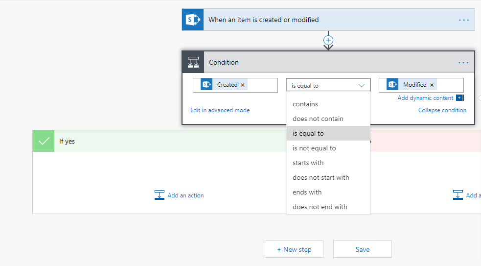 Comparing dates from a SharePoint trigger don't show all comparison operations Comparing dates from a SharePoint trigger don't show all comparison operations