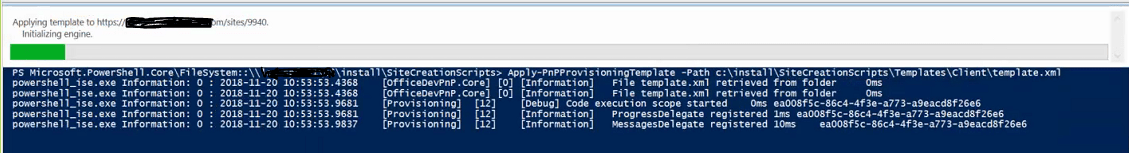 Running Apply-PnPProvisioningTemplate