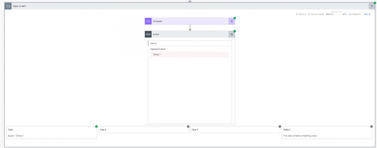 switchchecks Options in an Apply to each