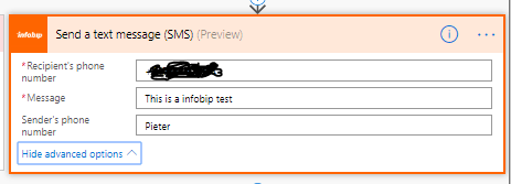 infobip InfoBip action in Power Automate