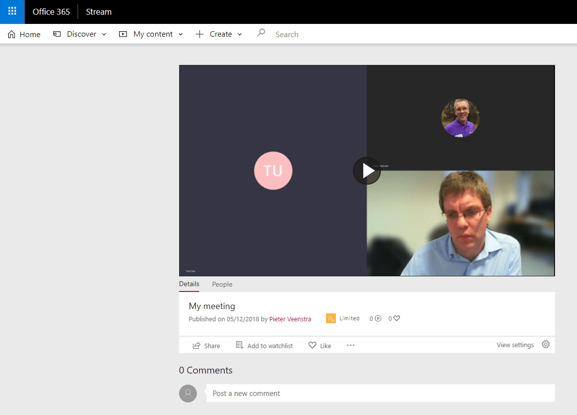 openedinstream My meeting recording in Stream