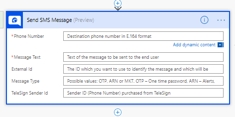 telesign Send an SMS action in Telesign
