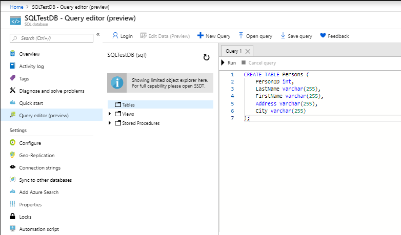 createtablesql Create a table in SQL