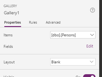 powerappsconnectotopersonstable Connect a Gallery to a SQL table