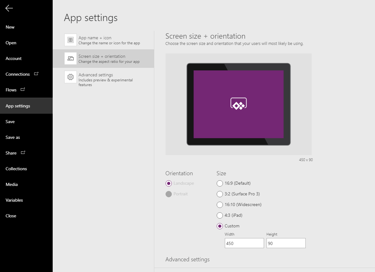 Create a new Power App