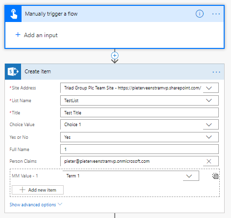 Creating a SharePoint list item with Flow Creating a SharePoint list item with Flow