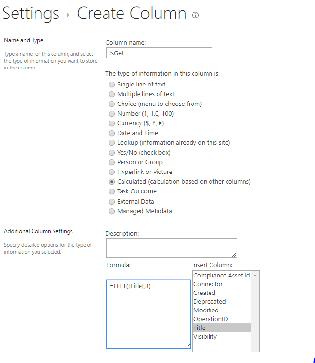 isget Create Calculated column in SharePoint