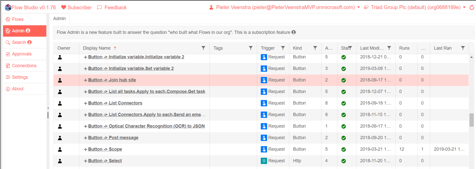 Flow Studio Admin option