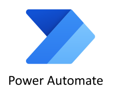 Power Automate logo featuring a blue arrow design with the text 'Power Automate' below it.