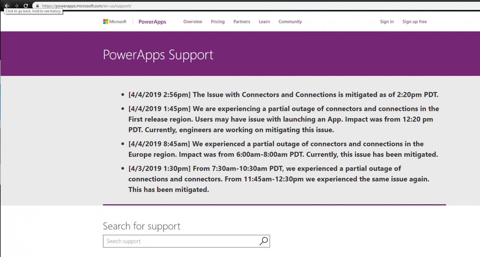 Power Apps Support