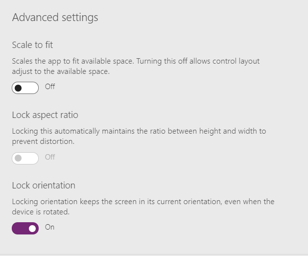 Advanced settings for the app