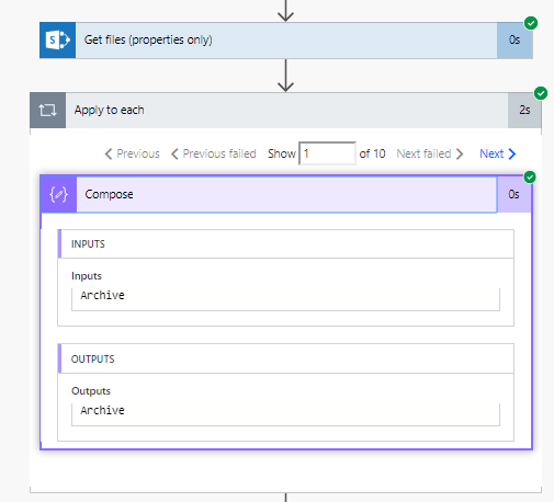 10files Get Files action giving 10 files in compose in Apply to each