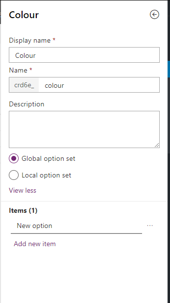 colouroptionset Option set used for colours