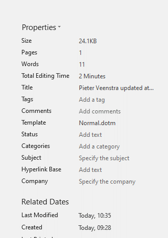 Document property in document shows up ok