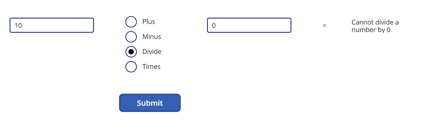 An app showing the error returned by Flow