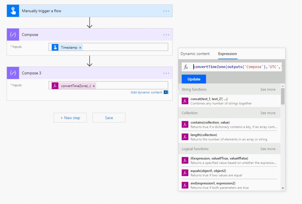 Convert time zones in Power Automate