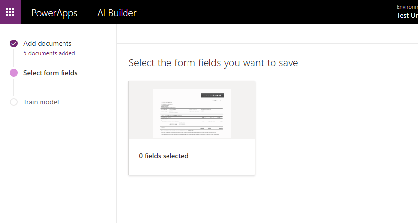 Select Fields in AI Builder