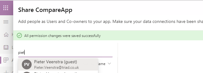 Share an app with an external user