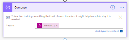 Compose action showing a comment