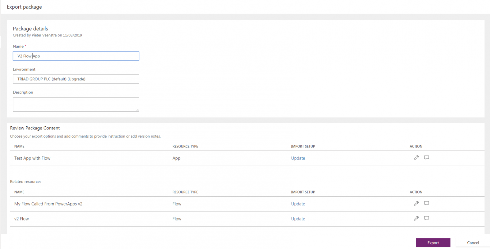 export app Exporting the app