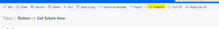 Analytics option in Flow run screen