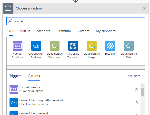 format numbers action Format numbers action