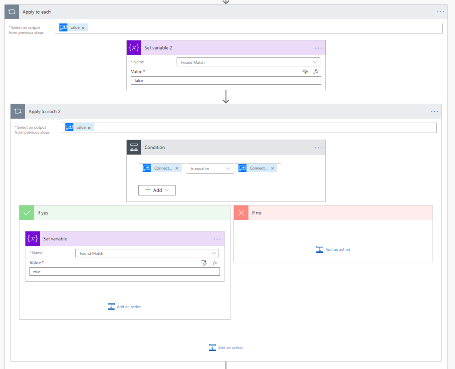 nested apply to each looking at all connectors Nested Apply To each looking at all connectors