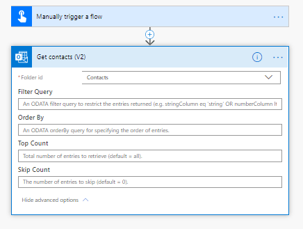 oData Filter for Contacts action