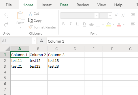 example csv file Example CSV file