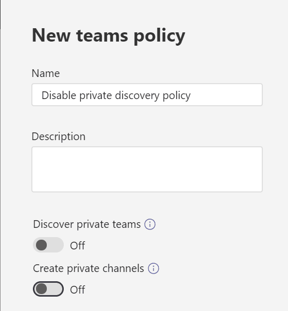 New Teams Policy