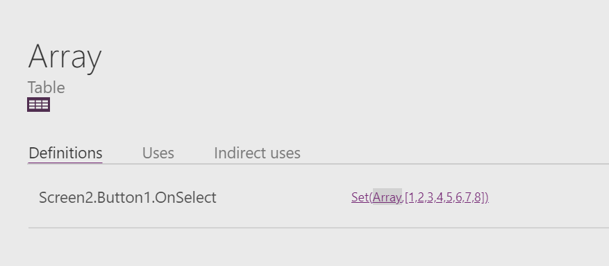 table or array in power apps Table/Collection or Array in Power Apps.