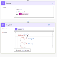 Use 1 Parse JSON action to validate data