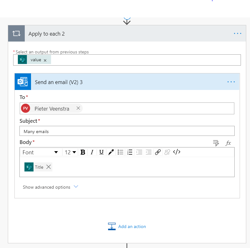 send an email action added Send an email action added